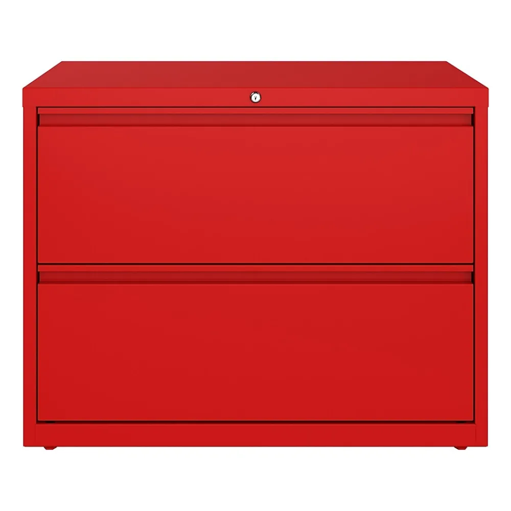 File Cabinets*Hirsh HL10000 Series 2-Drawer Lateral File Cabinet, Locking, Letter/Legal, Lava Red, 36" (24249)