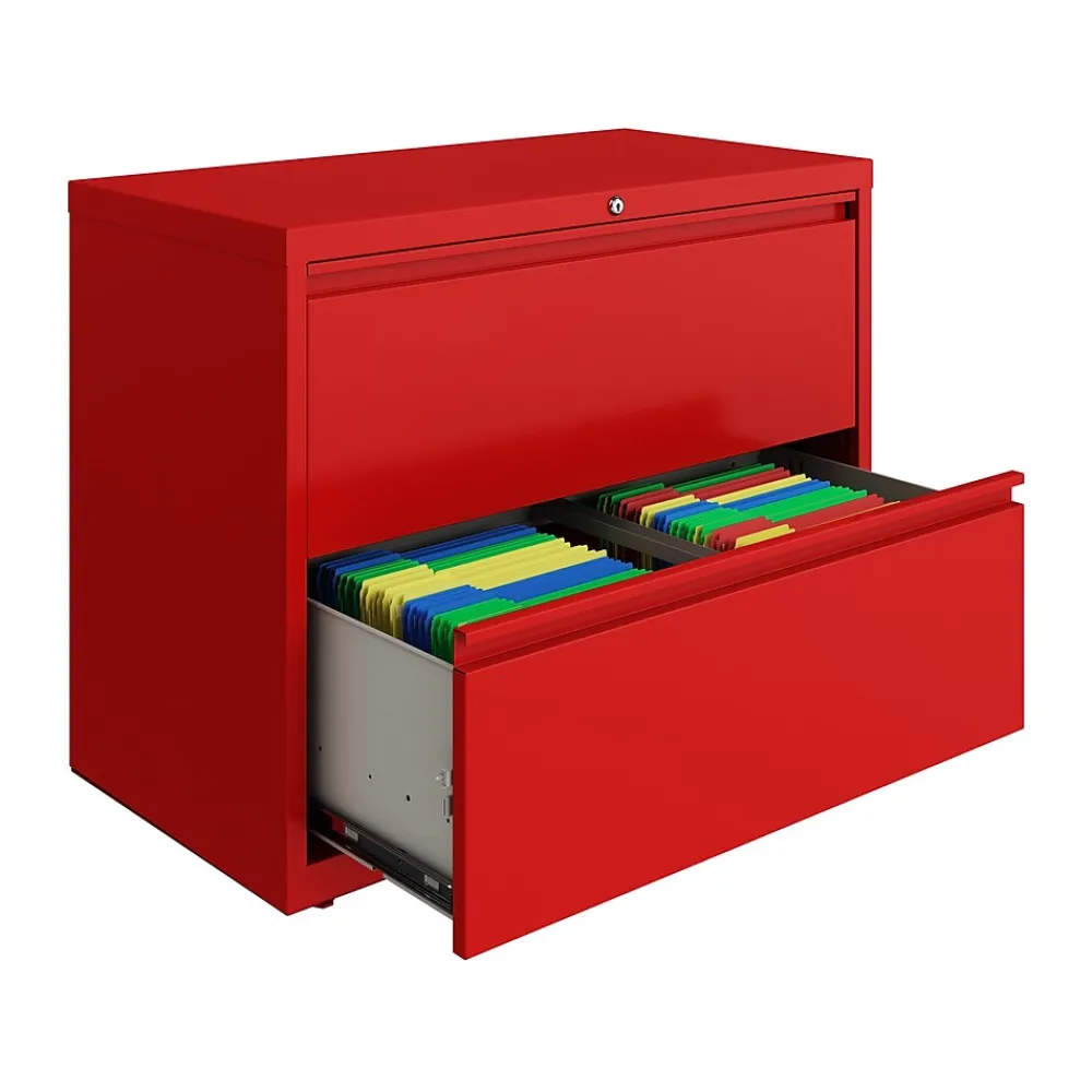 File Cabinets*Hirsh HL10000 Series 2-Drawer Lateral File Cabinet, Locking, Letter/Legal, Lava Red, 36" (24249)