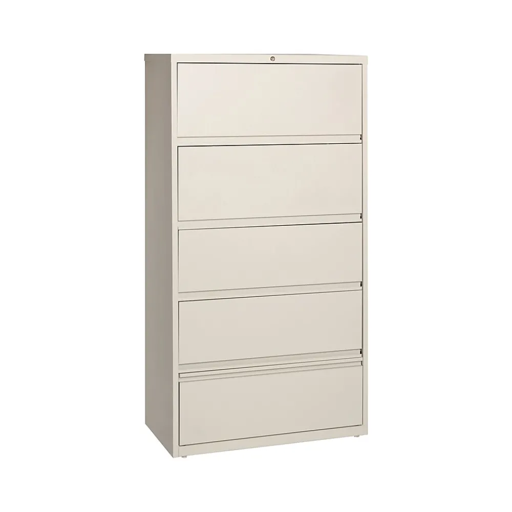 File Cabinets*Hirsh HL10000 Series 5-Drawer Lateral File Cabinet, Locking, Letter/Legal, Putty, 36" (17901)
