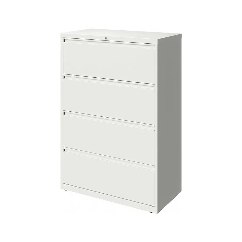 File Cabinets*Hirsh HL10000 Series 4-Drawer Lateral File Cabinet, Locking, Letter/Legal, White, 36" (23702)