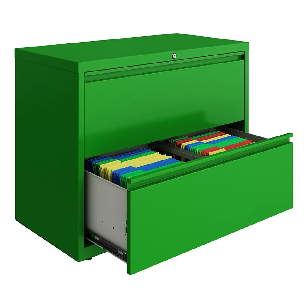 File Cabinets*Hirsh HL10000 Series 2-Drawer Lateral File Cabinet, Locking, Letter/Legal, Screaming Green, 36" (24250)