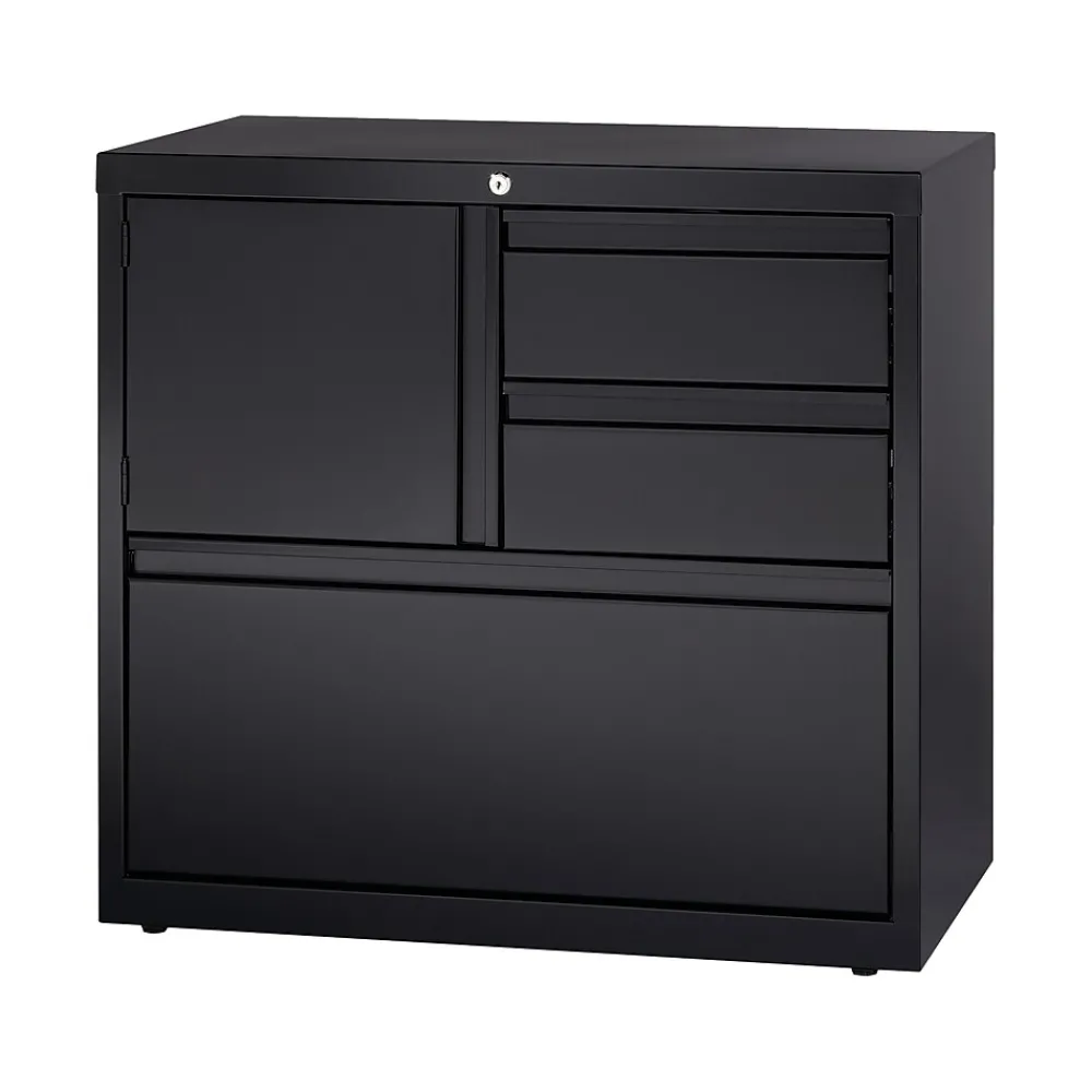 File Cabinets*Hirsh HL8000 Series 3-Drawer Lateral File Cabinet, Locking, Letter/Legal, Black, 30" (19628)