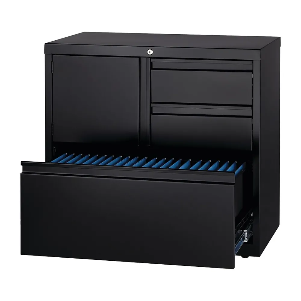 File Cabinets*Hirsh HL8000 Series 3-Drawer Lateral File Cabinet, Locking, Letter/Legal, Black, 30" (19628)
