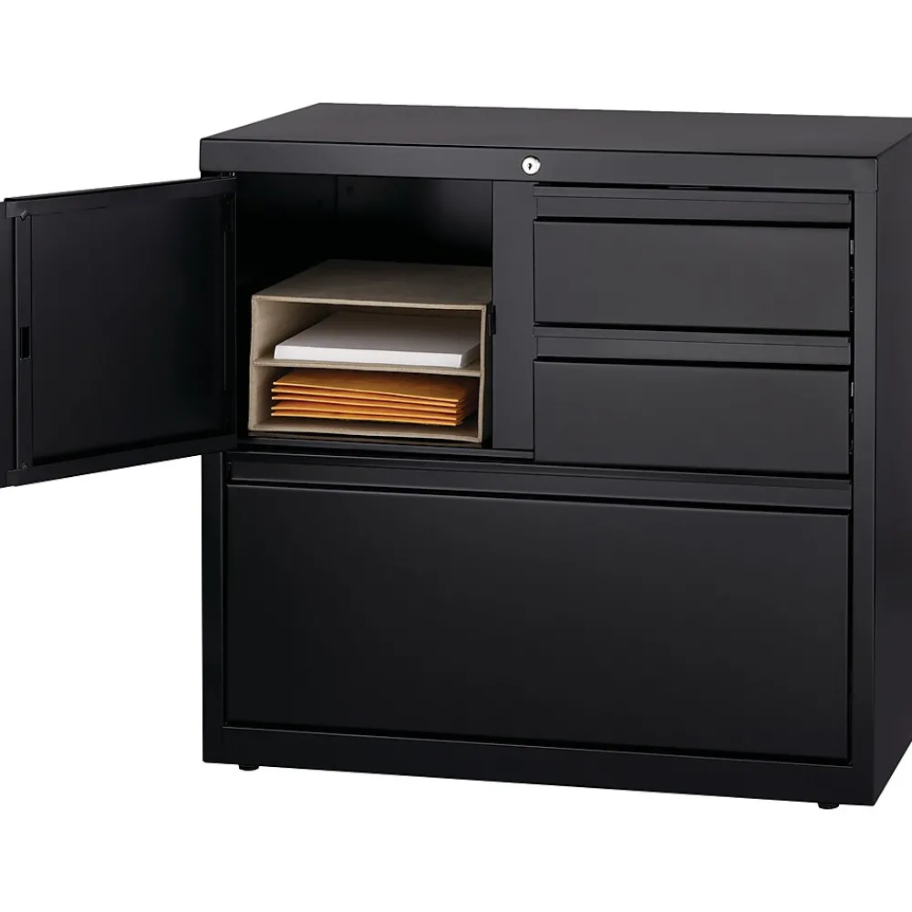 File Cabinets*Hirsh HL8000 Series 3-Drawer Lateral File Cabinet, Locking, Letter/Legal, Black, 30" (19628)