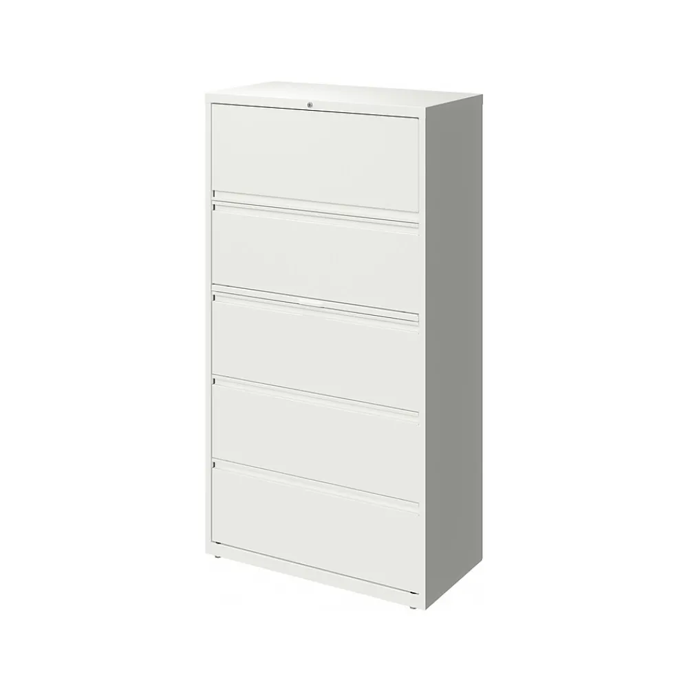 File Cabinets*Hirsh HL10000 Series 5-Drawer Lateral File Cabinet, Locking, Letter/Legal, White, 36" (23703)