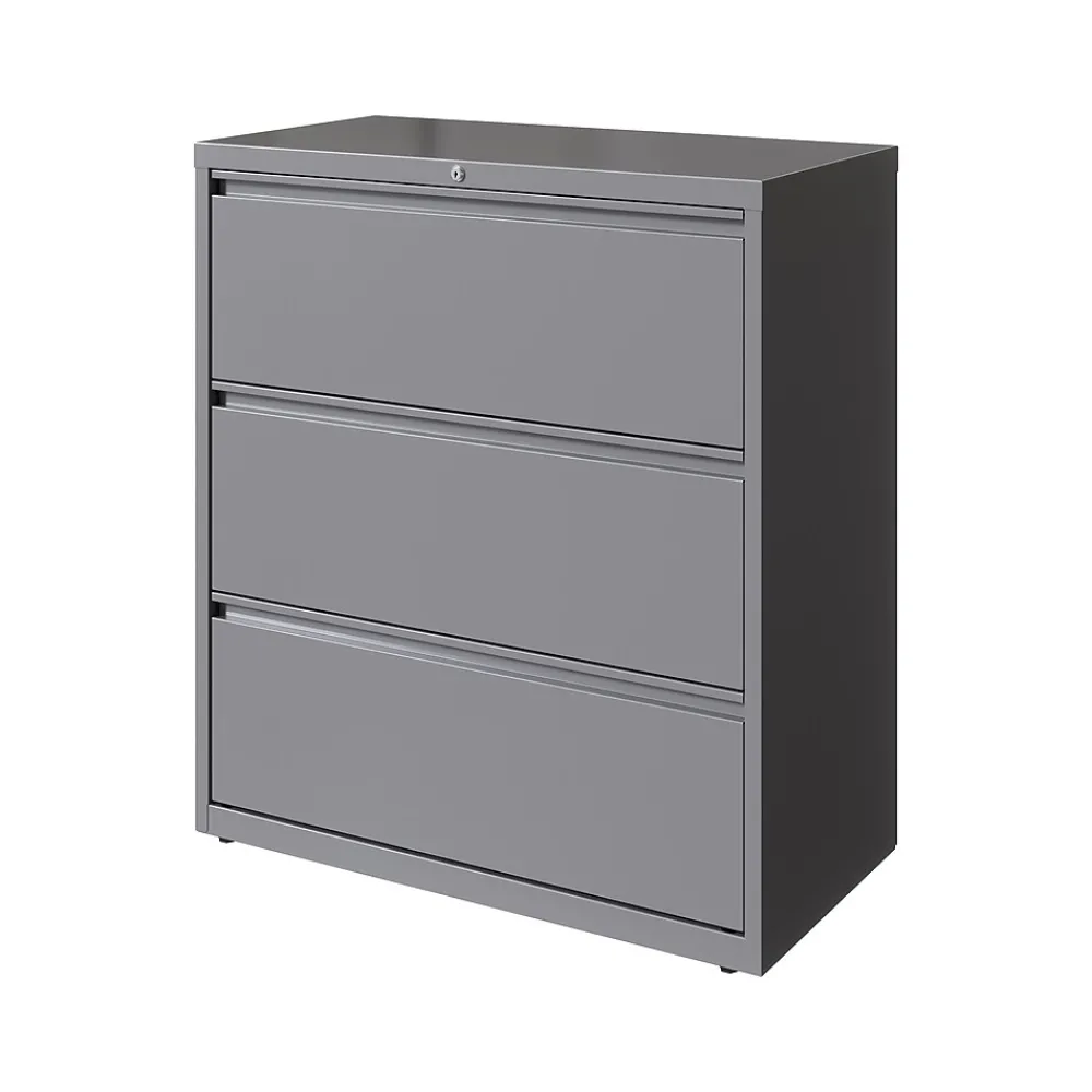 File Cabinets*Hirsh HL10000 Series 3-Drawer Lateral File Cabinet, Locking, Letter/Legal, Arctic Silver, 36" (23745)