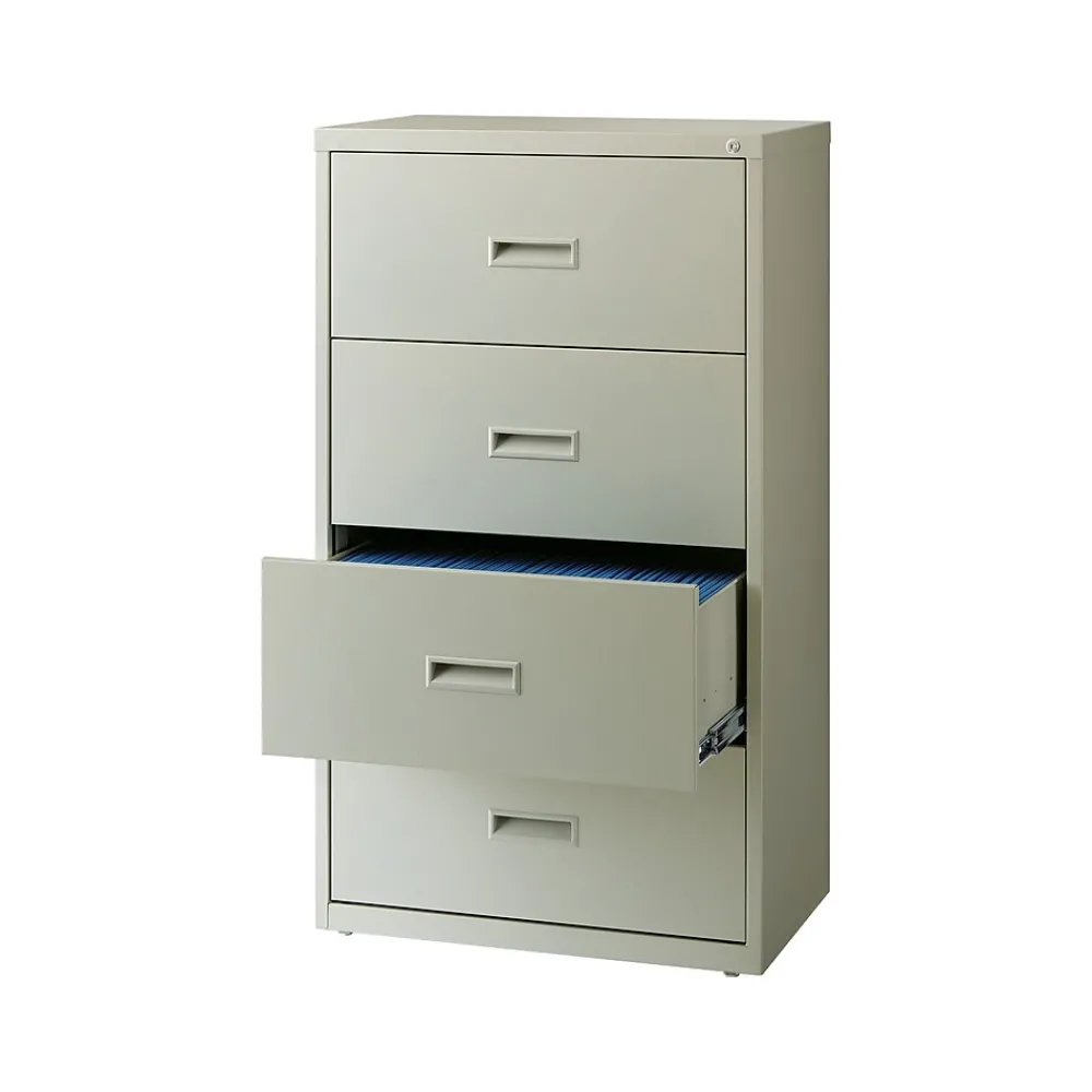 File Cabinets*Hirsh HL1000 Series 4-Drawer Lateral File Cabinet, Letter/Legal Size, Lockable, 52.5"H x 30"W x 18.63"D, Light Gray (19440)