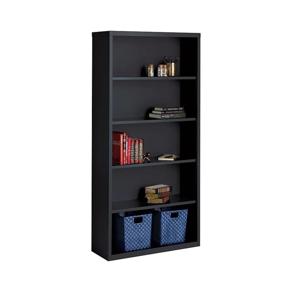 Bookcases*Hirsh HL8000 Series 72"H 5-Shelf Bookcase with Adjustable Shelves, Black Steel (21996)