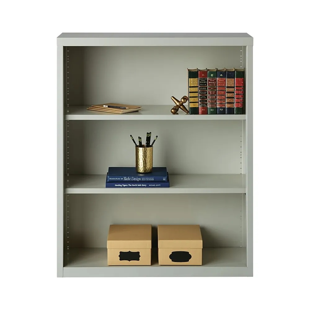 Bookcases*Hirsh HL8000 Series 42"H 3-Shelf Bookcase with Adjustable Shelves, Light Gray Steel (21991)