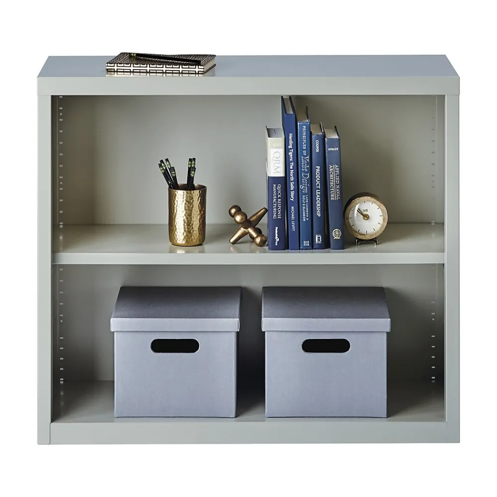Bookcases*Hirsh HL8000 Series 30"H 2-Shelf Bookcase with Adjustable Shelf, Light Gray Steel (21988)