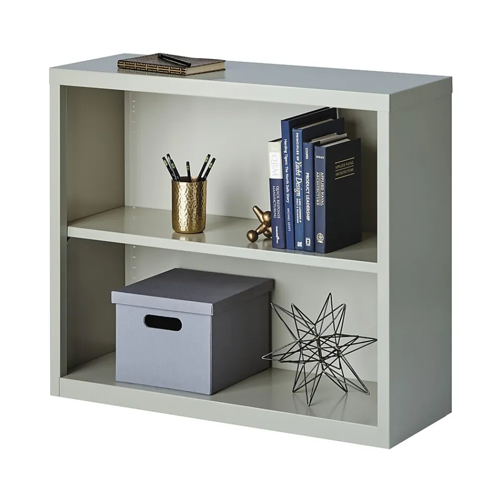 Bookcases*Hirsh HL8000 Series 30"H 2-Shelf Bookcase with Adjustable Shelf, Light Gray Steel (21988)