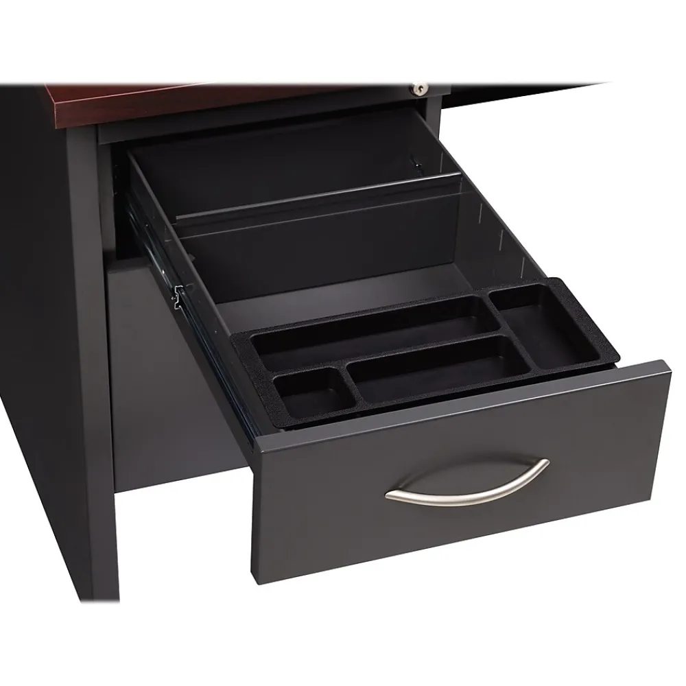 Computer Desks*Hirsh 60"W Double-Pedestal Desk, Charcoal/Mahogany (20534)