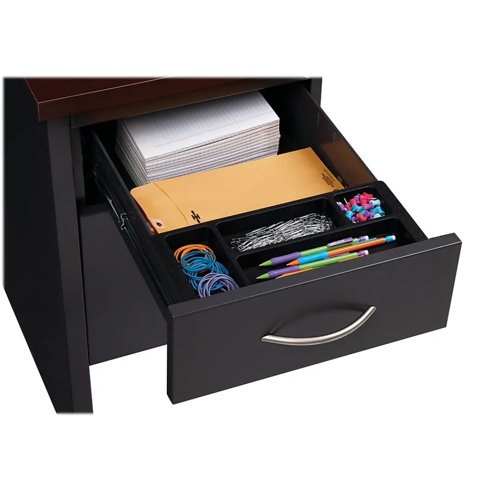 Computer Desks*Hirsh 60"W Double-Pedestal Desk, Charcoal/Mahogany (20534)