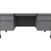 Computer Desks*Hirsh 60"W Double-Pedestal Mobile Teacher's Desk, Platinum/White (22649)