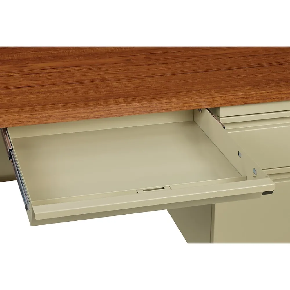 Computer Desks*Hirsh 48"W Single-Pedestal Desk, Putty/Oak (20091)