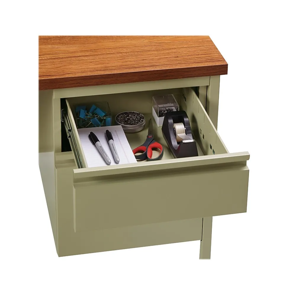 Computer Desks*Hirsh 48"W Single-Pedestal Desk, Putty/Oak (20091)
