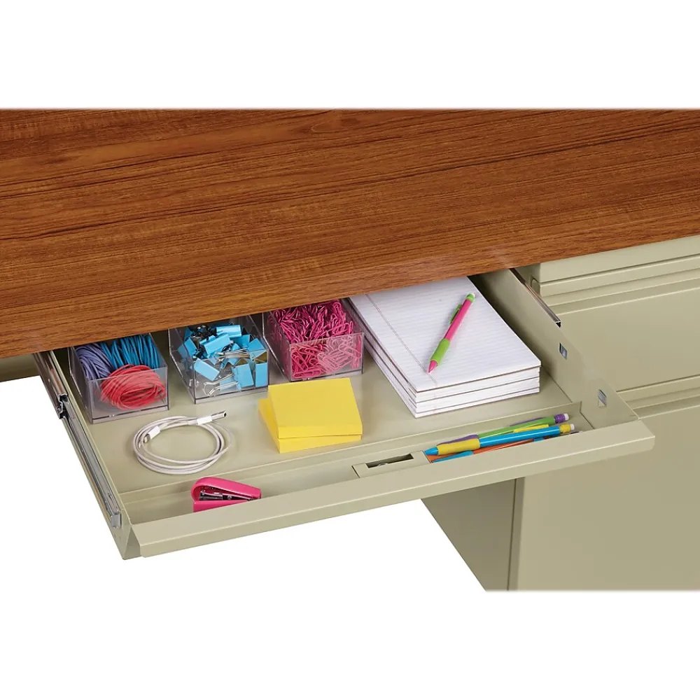 Computer Desks*Hirsh 48"W Single-Pedestal Desk, Putty/Oak (20091)
