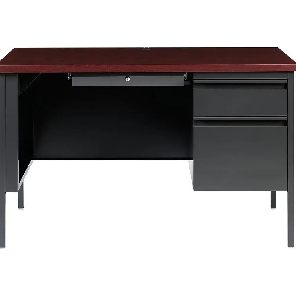 Computer Desks*Hirsh 48"W Single-Pedestal Desk, Charcoal/Mahogany (20093)