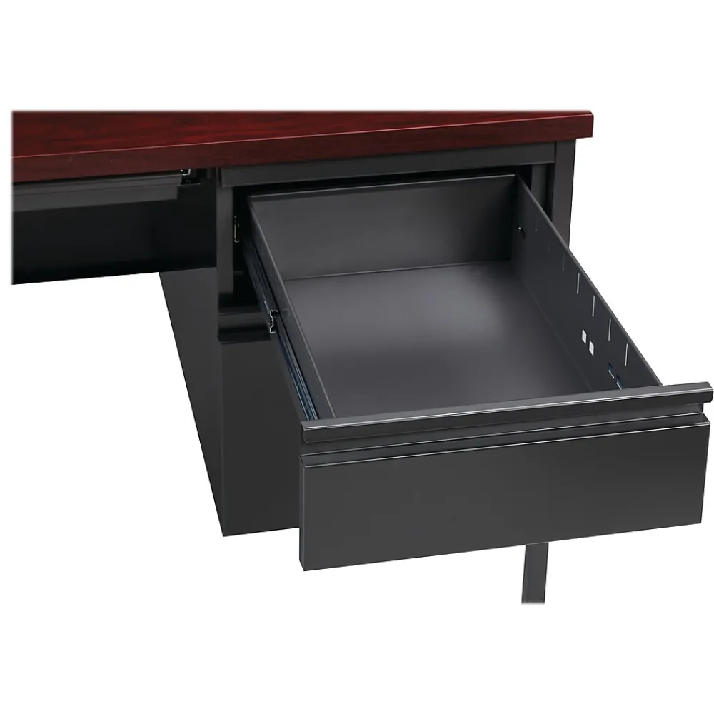 Computer Desks*Hirsh 48"W Single-Pedestal Desk, Charcoal/Mahogany (20093)