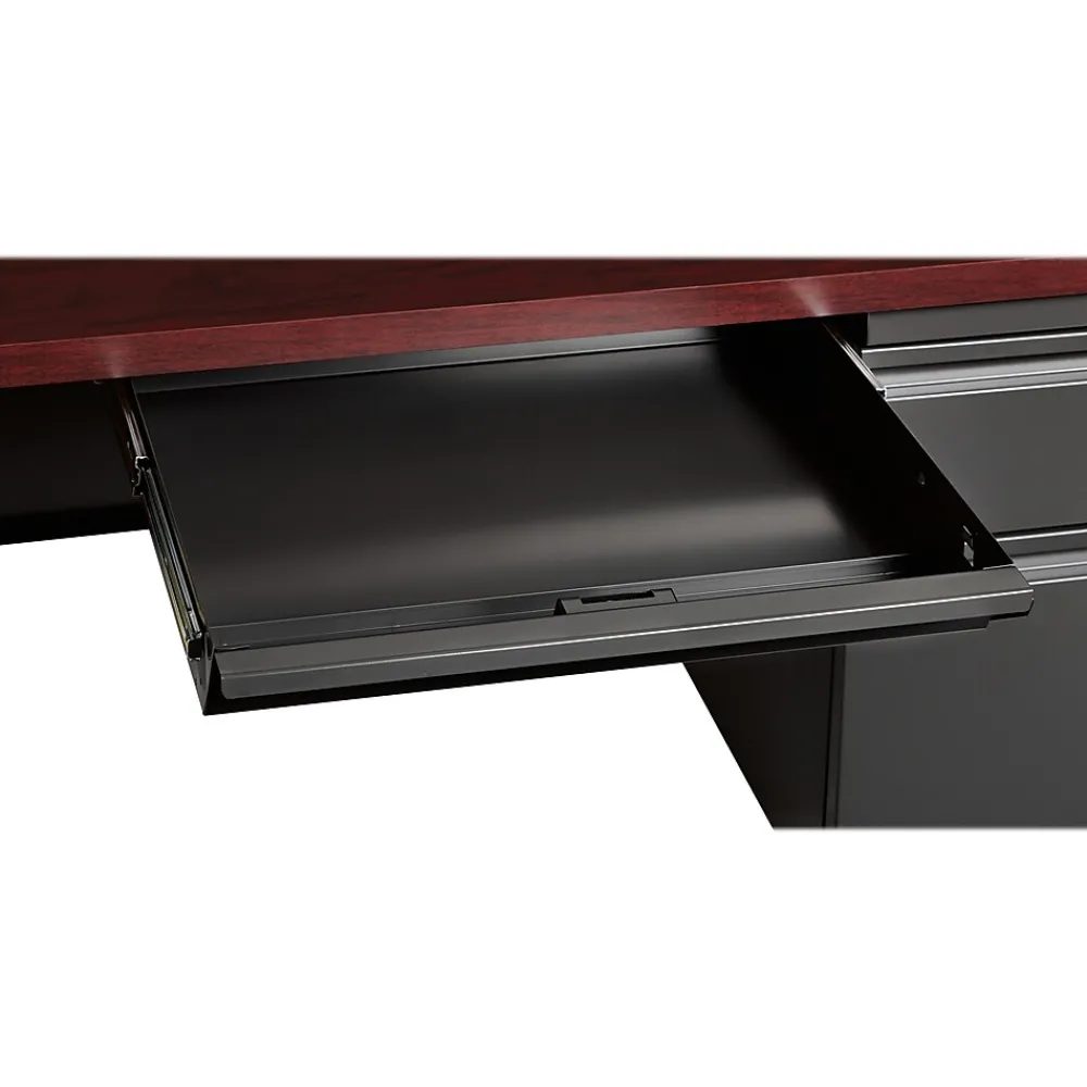Computer Desks*Hirsh 48"W Single-Pedestal Desk, Charcoal/Mahogany (20093)