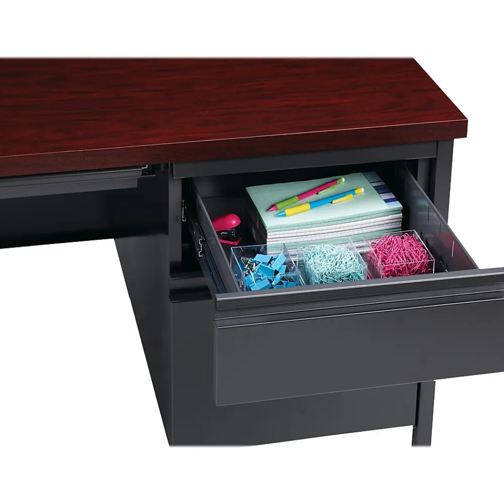 Computer Desks*Hirsh 48"W Single-Pedestal Desk, Charcoal/Mahogany (20093)