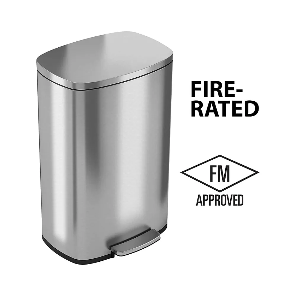Stainless Steel Trash Can with Hinged Lid, 13.2-Gallon, Silver (HLSS13RFR)<HLS Commercial Outlet