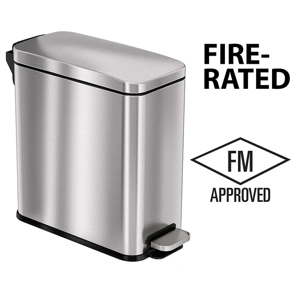 Stainless Steel Step Trash Can with Hinged Lid, 3-Gallon, Silver (HLSS03RFR)<HLS Commercial Hot