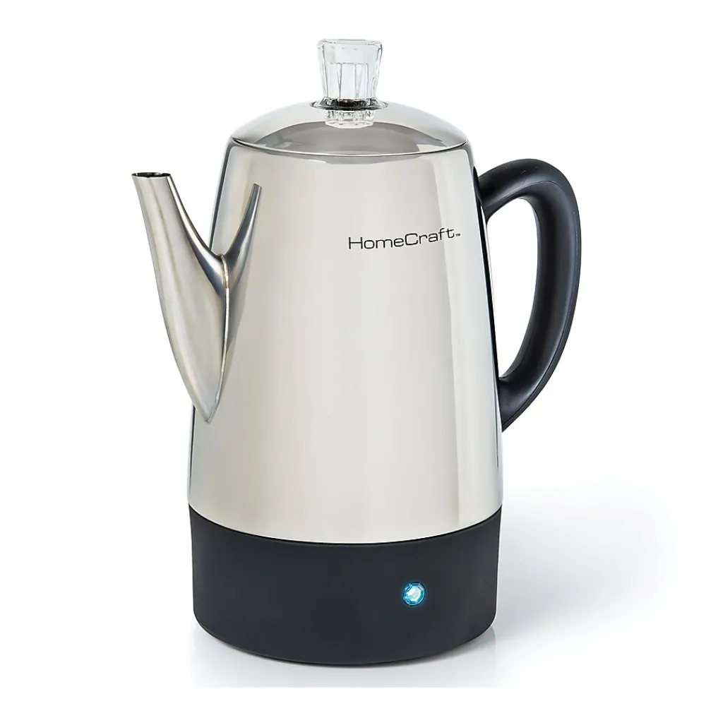 HomeCraft HCPC10SS 10-Cups Stainless Steel Coffee Percolator, Silver/Black