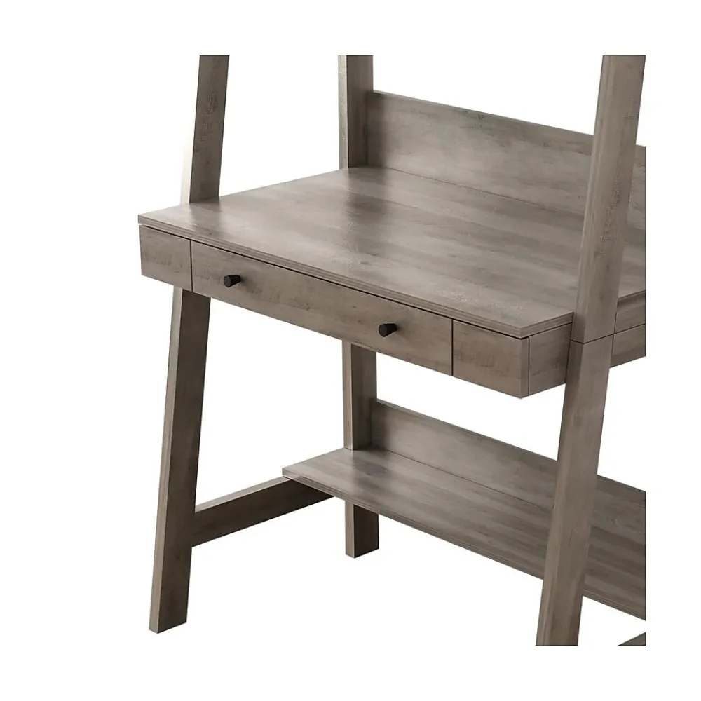 Office Desks*Homenations 36" Ladder PC Desk, Washed Gray (SH-OF-2620)