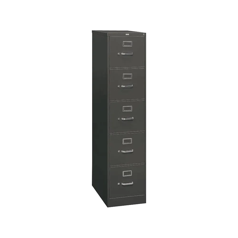 File Cabinets*HON 310 Series 5-Drawer Vertical File Cabinet, Letter Size, Lockable, Charcoal, 26 1/2"D (315PS)