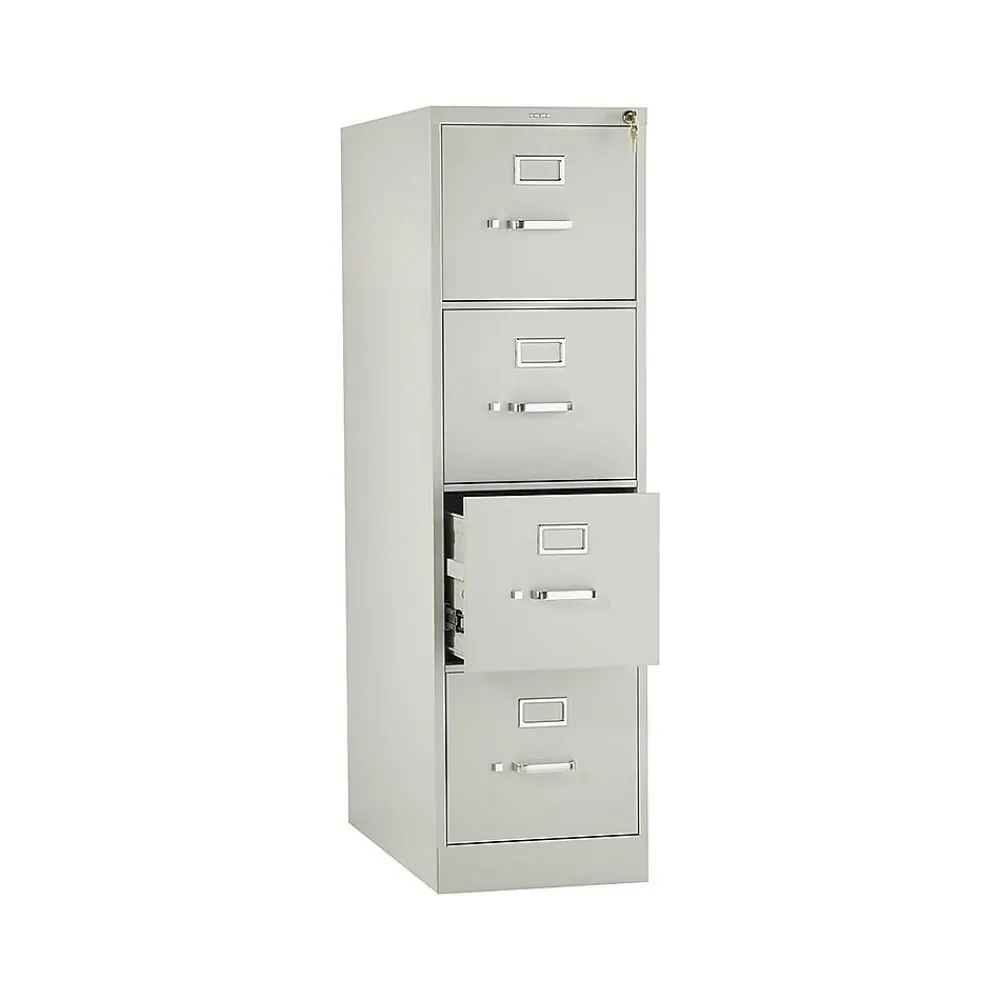 File Cabinets*HON 310 Series 4-Drawer Vertical File Cabinet, Letter Size, Lockable, 52"H x 15"W x 26.5"D, Light Gray (314PQ)
