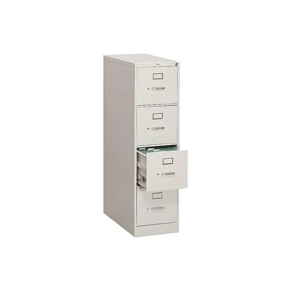 File Cabinets*HON 310 Series 4-Drawer Vertical File Cabinet, Letter Size, Lockable, 52"H x 15"W x 26.5"D, Light Gray (314PQ)
