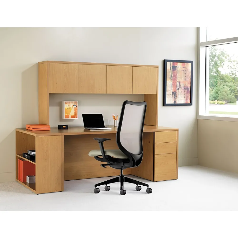 Computer Desks*HON 10500 Series Right Pedestal Desk, 2 Box/1 File Drawer, 72"W, Mahogany Finish