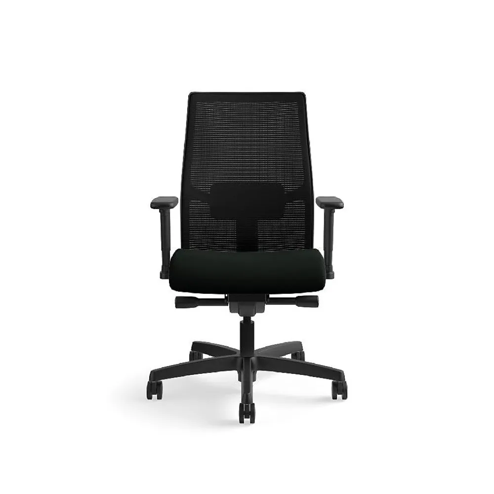 Ergonomic Chairs*HON Ignition 2.0 Mesh/Vinyl Mid-Back Task Chair, Adjustable Arms, Black (12M2AMLU10TK) Black Vinyl