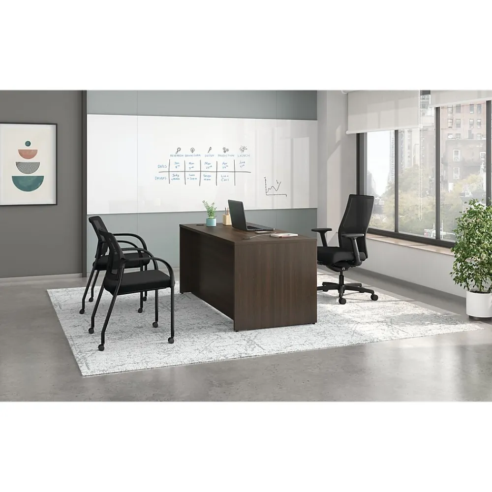 Office Desks*HON Mod 66"W Double-Pedestal Desk, (HLPLDS66PSJA1) Java Oak