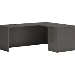 L-Desks*HON Mod 60"W L-Shaped Single-Pedestal Desk, (HLPL6072LDESK1BBFLS1) Slate Teak