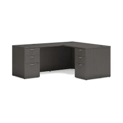 L-Desks*HON Mod 60"W L-Shaped Workstation, (HLPL6072LDESK2BBFLS1) Slate Teak