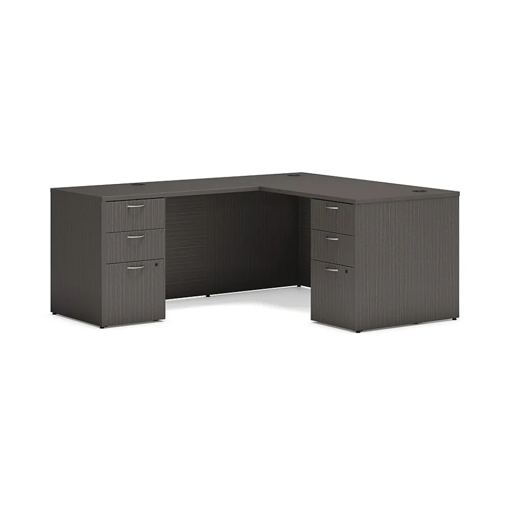 L-Desks*HON Mod 60"W L-Shaped Workstation, (HLPL6072LDESK2BBFLS1) Slate Teak