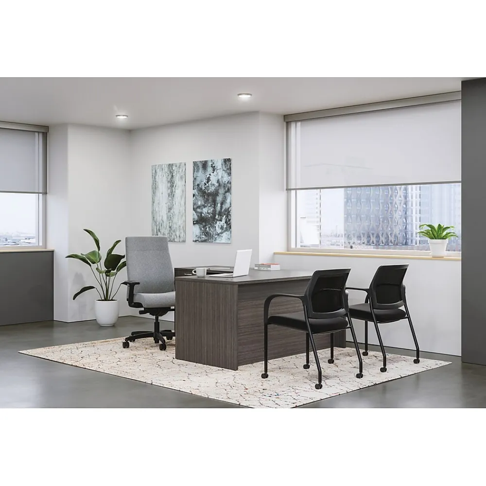 L-Desks*HON Mod 60"W L-Shaped Workstation, (HLPL6072LDESK2BBFLS1) Slate Teak