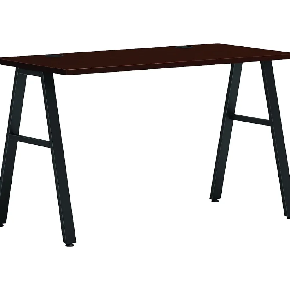 Office Desks*HON Mod 48"W Writing Desk, Traditional Mahogany (HLPL4824TM1ALEGBLK)
