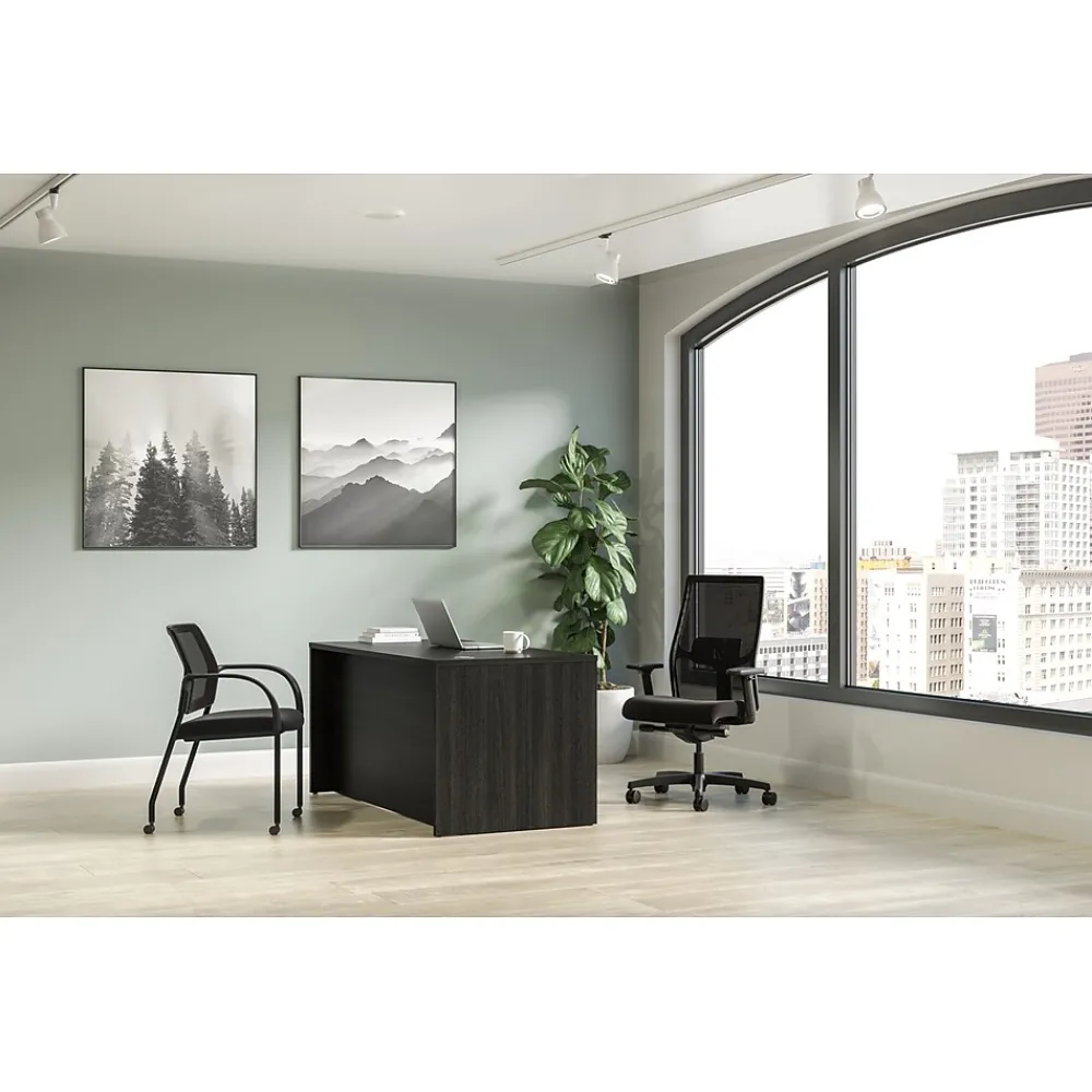 Office Desks*HON Mod 60"W x 30"D Single-Pedestal Desk, (HLPLDS60PSSL1) Gray