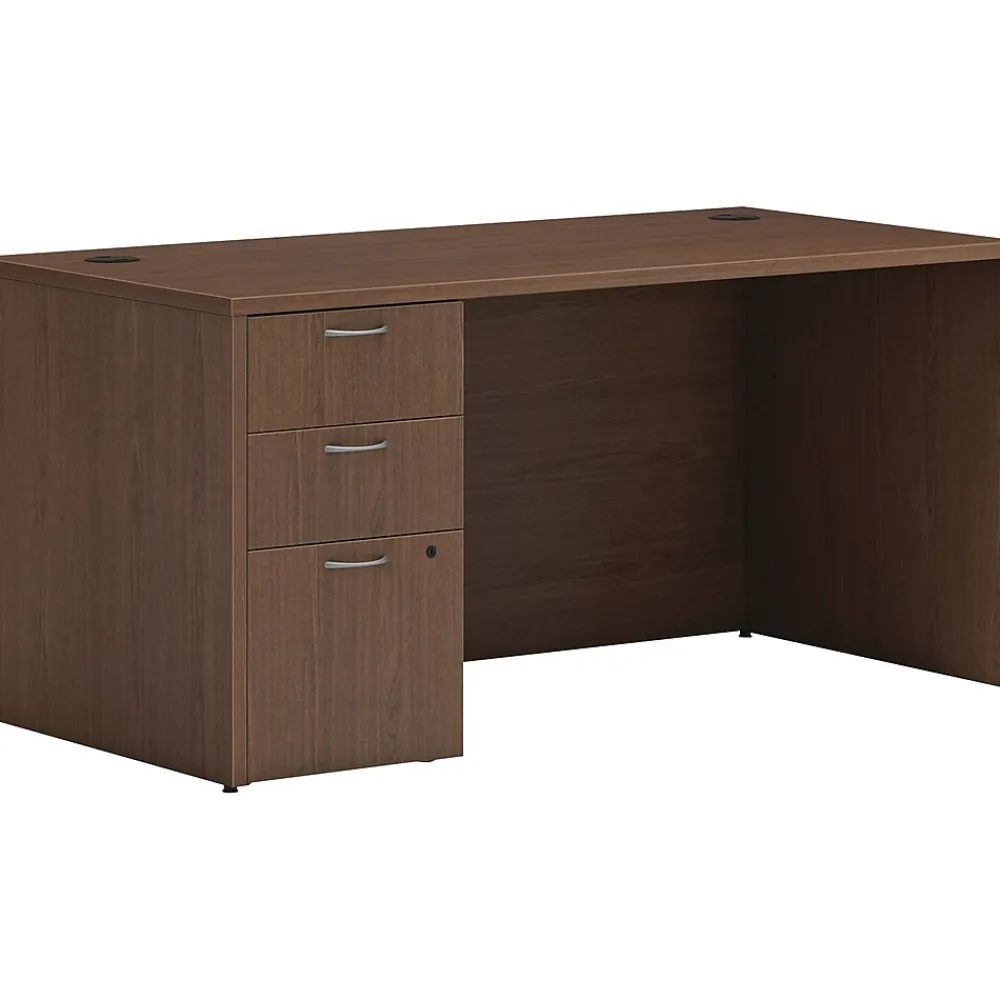 Computer Desks*HON Mod 60"W x 30"D Single-Pedestal Desk, (HLPLDS60PSSE1) Sepia Walnut