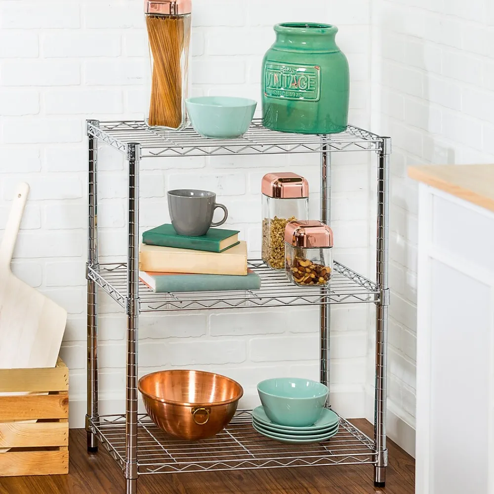 Shelving*Honey-Can-Do 3-Shelf Metal Unit, 24"W, Chrome (SHF-01903)