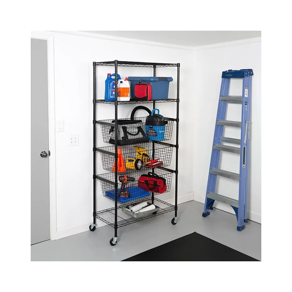 Shelving*Honey-Can-Do 3-Shelf Steel Shelving Unit, 73.6" x 35.6" x 17.9", Black (SHF-09977)