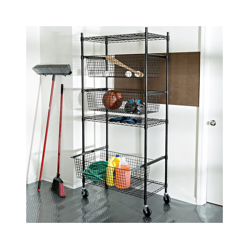 Shelving*Honey-Can-Do 3-Shelf Steel Shelving Unit, 73.6" x 35.6" x 17.9", Black (SHF-09977)