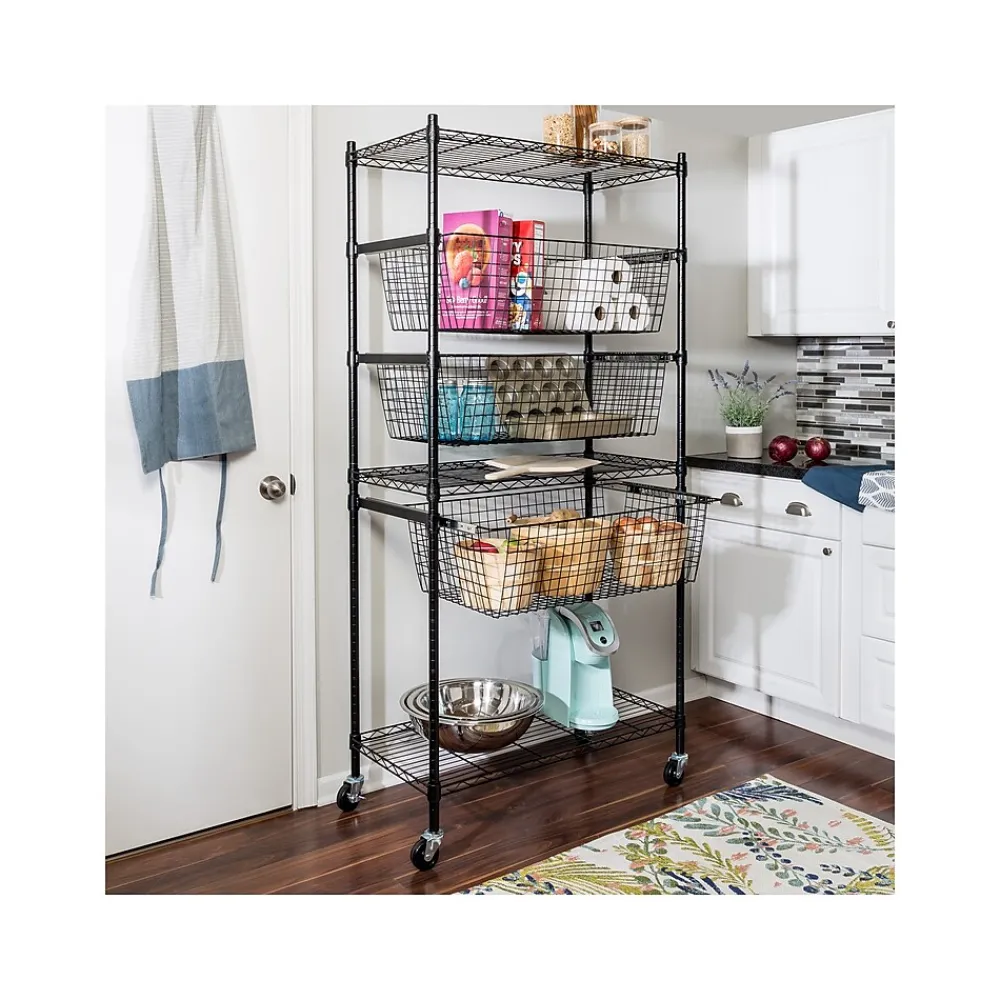 Shelving*Honey-Can-Do 3-Shelf Steel Shelving Unit, 73.6" x 35.6" x 17.9", Black (SHF-09977)