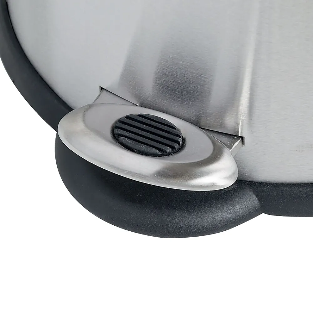 Stainless Steel Oval Step Trash Can with Lid, Silver, 1.32 Gallon (TRS-01448)<Honey-Can-Do New