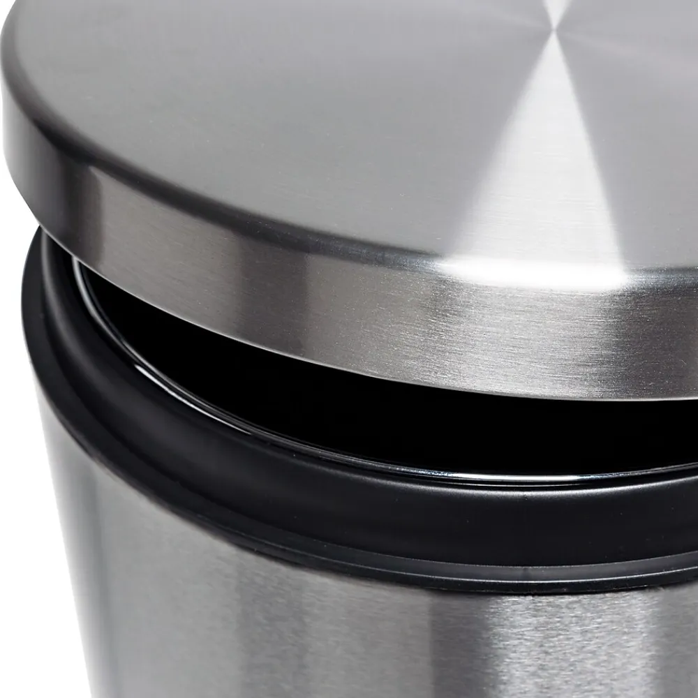 Steel Indoor Round Step Can Trash Can with Hinged Lid, 7.92 Gallon, Silver (TRS-09074)<Honey-Can-Do Best