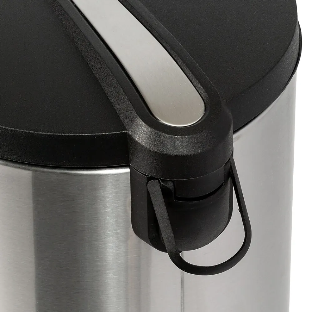 Steel Indoor Round Step Trash Can with Hinged Lid, 7.92 Gallon, Silver (TRS-09075)<Honey-Can-Do Best