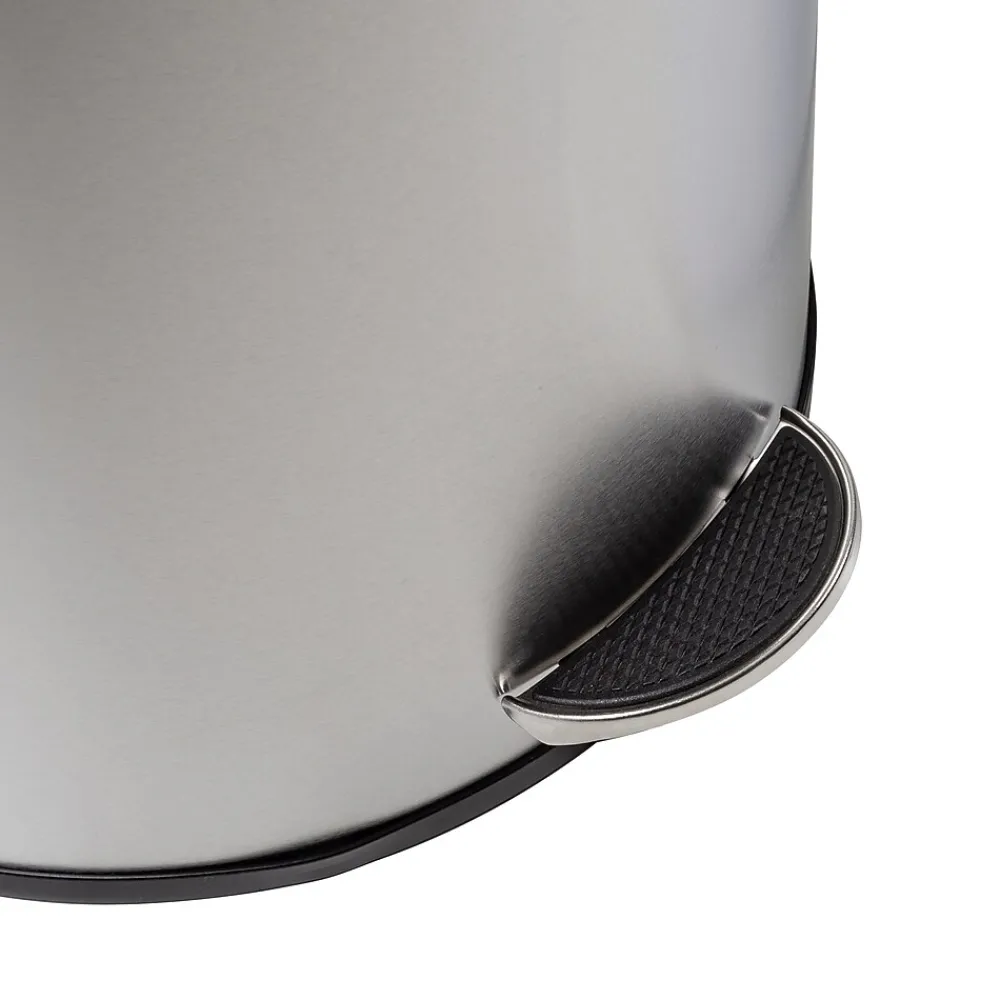 Steel Indoor Semi-Round Step Trash Can with Hinged Lid, 10.56 Gallon, Silver (TRS-09332)<Honey-Can-Do